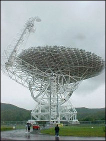 And this, as mentioned before, is the GBT, up close. The GBT can view the entire sky starting at 5º above the horizon and going to the zenith.