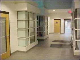 Welcome to the lobby! Through the open door is the upperclass side, and the glassed-in room on the far left side towards the rear is the office, where folks like me sit duty.