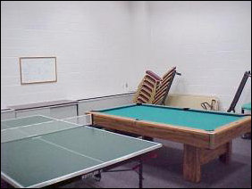 And on the other side of the office from the alarm panel is the Pavilion Room, actually two rooms. One (below) is generally used as a game room, and the other (above) is a multipurpose room.