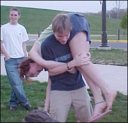 Meanwhile, Mike tries his hardest to put Beth in the water, as Beth tries her hardest not to. Beth won.