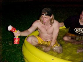 According to Chris, you never know how a banana and a Festival cup can be used, as Chris uses the two as a telephone, and as a firearm.