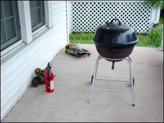 First thing we did was to smother the old fire. So we put the lid back on and closed the vents. First thing we did was to smother the old fire. So we put the lid back on and closed the vents.