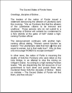 The Sacred States of Pyrote News