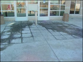 First of all, outside the entry foyer, you can get a feel for how much water was flowing out of the one burst sprinkler by looking at the water flows. As you can see, this was no small flood!