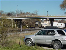 Continuing along Chesapeake Avenue, we find more industrial area, and then passed over the railroad tracks, and under the Talmage R. Cooley bridge back to Grace Street. Continuing along Chesapeake Avenue, we find more industrial area, and then passed over the railroad tracks, and under the Talmage R. Cooley bridge back to Grace Street.