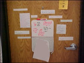 Down on my floor, I encountered this door, covered with quotes and thoughts. Down on my floor, I encountered this door, covered with quotes and thoughts.