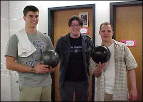 Andrew, Ben, and Dudik return from their league bowling!
