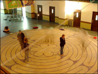 Afterwards, I joined the group who went to walk the Labyrinth that was set up downstairs. The Labyrinth is not a maze, per se. No tricks, no traps, no dead ends. There is one path from start to finish, and only one path (unless you cheat and go outside the lines). LPCM members followed the path, stopping periodically to say a prayer. A very spiritual experience. Afterwards, I joined the group who went to walk the Labyrinth that was set up downstairs. The Labyrinth is not a maze, per se. No tricks, no traps, no dead ends. There is one path from start to finish, and only one path (unless you cheat and go outside the lines). LPCM members followed the path, stopping periodically to say a prayer. A very spiritual experience.