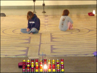 Afterwards, I joined the group who went to walk the Labyrinth that was set up downstairs. The Labyrinth is not a maze, per se. No tricks, no traps, no dead ends. There is one path from start to finish, and only one path (unless you cheat and go outside the lines). LPCM members followed the path, stopping periodically to say a prayer. A very spiritual experience. Afterwards, I joined the group who went to walk the Labyrinth that was set up downstairs. The Labyrinth is not a maze, per se. No tricks, no traps, no dead ends. There is one path from start to finish, and only one path (unless you cheat and go outside the lines). LPCM members followed the path, stopping periodically to say a prayer. A very spiritual experience.