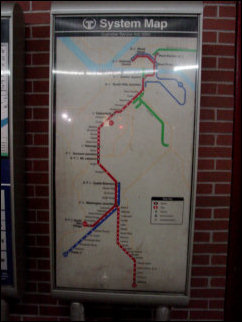 After riding the incline, Mark, Leigh, Spencer, and Nicole went back up the incline and back to the church. Patrick and I went and rode The T, which is the name for Pittsburgh's light rail system. This was quite an interesting experience for me, with this being my first time riding an urban rail system that's not the Metro. Seen above is the system map for the T.